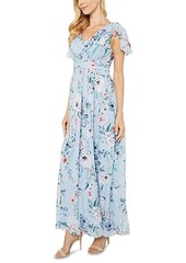 Adrianna Papell Floral-Print Chiffon Gown