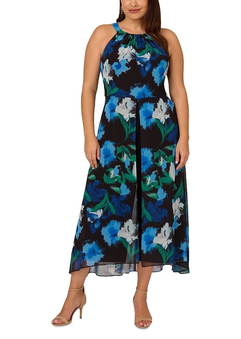 Adrianna Papell Floral Print Chiffon Wide Leg Jumpsuit