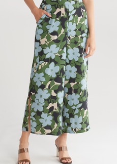 Adrianna Papell Floral Print Crop Wide Leg Pants in Sky Green Floral at Nordstrom Rack