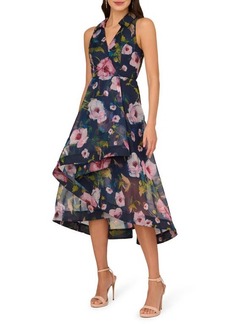 Adrianna Papell Floral Print Organza High-Low Dress