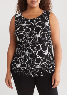 Adrianna Papell Floral Stretch Jersey Tank in Black/White Exploded Floral at Nordstrom Rack