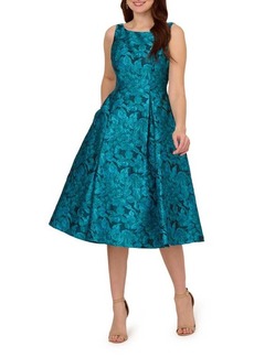 Adrianna Papell Floral Tapestry Fit & Flare Midi Cocktail Dress