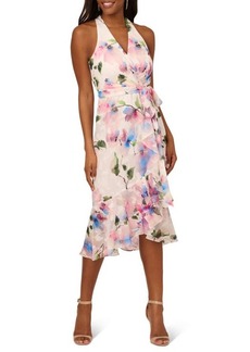 Adrianna Papell Floral Tie Belt High-Low Dress