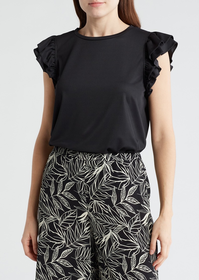 Adrianna Papell Flutter Sleeve Knit Top in Black at Nordstrom Rack