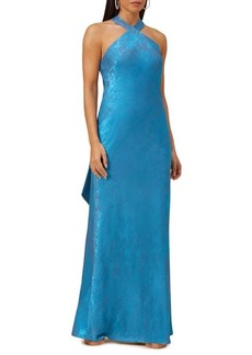 Adrianna Papell Foil Sleeveless Chiffon Gown