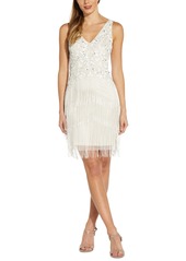 Adrianna Papell Fringe Beaded Cocktail Dress
