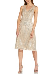 Adrianna Papell Geo Sequin Fit & Flare Dress in Alabaster at Nordstrom