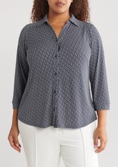 Adrianna Papell Geometric Shirt Jacket in Ivory/Black Chain Geo at Nordstrom Rack