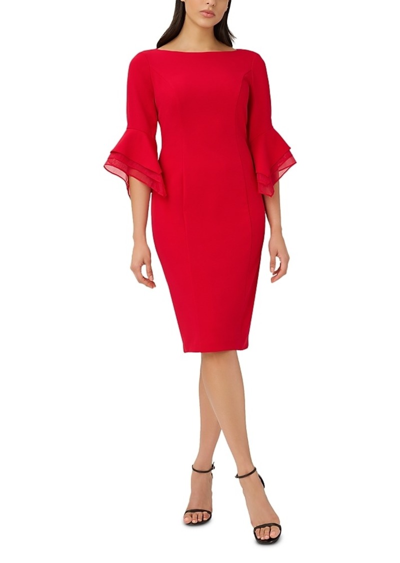 Adrianna Papell Knit Crepe Tiered Sleeve Dress