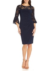 Adrianna Papell Bell Sleeve Sequin Lace & Jersey Sheath Dress