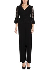 Adrianna Papell Lace-Detail Jersey Jumpsuit