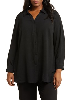 Adrianna Papell Long Sleeve Button-Up Shirt in Black at Nordstrom Rack