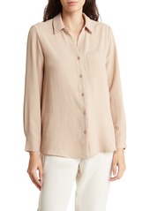 Adrianna Papell Long Sleeve Button-Up Shirt in White at Nordstrom Rack