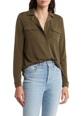 Adrianna Papell Long Sleeve Button-Up Utility Shirt in Black at Nordstrom Rack