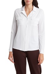 Adrianna Papell Long Sleeve Button-Up Utility Shirt in White at Nordstrom Rack
