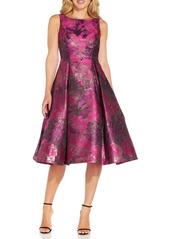 Adrianna Papell Metallic Floral Jacquard Fit & Flare Dress