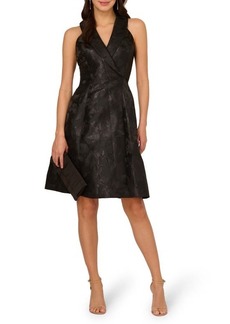 Adrianna Papell Metallic Floral Jacquard Sleeveless Fit & Flare Cocktail Dress
