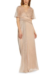 Adrianna Papell Metallic Floral Print Gown