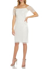 Adrianna Papell Off the Shoulder Beaded Cocktail Dress