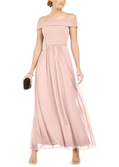 Adrianna Papell Off-The-Shoulder Chiffon Gown