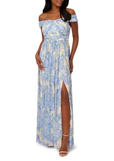 Adrianna Papell Off the Shoulder Chiffon Gown