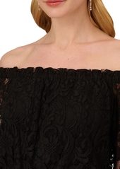 Adrianna Papell Off-The-Shoulder Lace Jumpsuit - Black