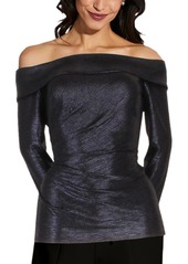 Adrianna Papell Off-The-Shoulder Metallic Top