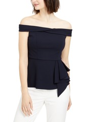 Adrianna Papell Petite Off-The-Shoulder Peplum Top