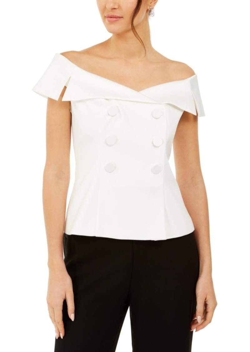 Adrianna Papell Off-The-Shoulder Tuxedo Top