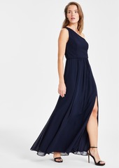 Adrianna Papell One-Shoulder Chiffon Gown - Midnight