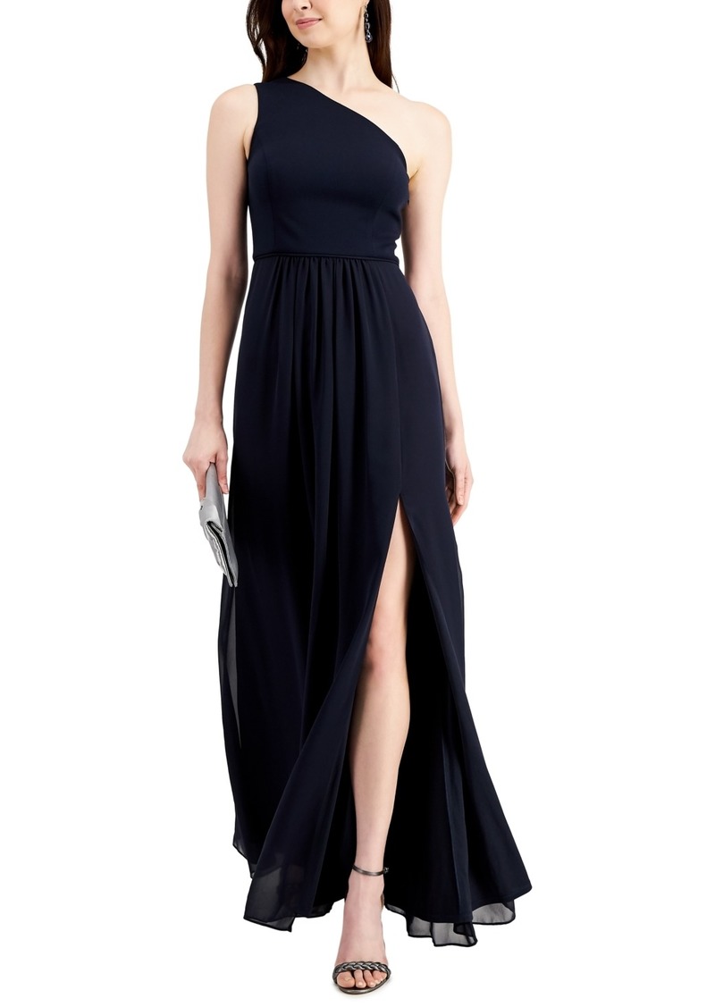 Adrianna Papell One-Shoulder Chiffon Gown - Midnight