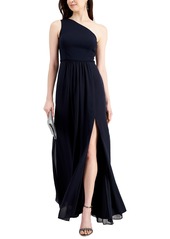 Adrianna Papell One-Shoulder Chiffon Gown - Midnight