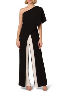 Adrianna Papell One-Shoulder Crepe Overlay Jumpsuit