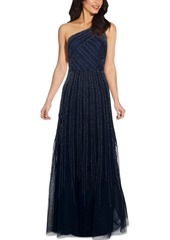 Adrianna Papell One-Shoulder Embellished Ball Gown