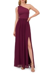 Adrianna Papell One-Shoulder Crepe Chiffon Gown