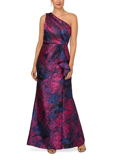 Adrianna Papell One Shoulder Jacquard Gown