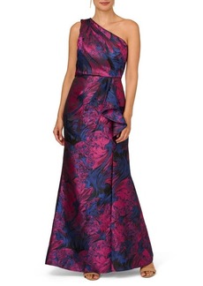 Adrianna Papell One-Shoulder Jacquard Gown