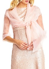 Adrianna Papell Organza Tie Front Wrap Jacket