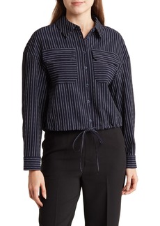 Adrianna Papell Pinstripe Drawstring Jacket in Blue Moon/White at Nordstrom Rack