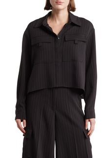 Adrianna Papell Pinstripe Jacket in Black/Ivory Stripe at Nordstrom Rack