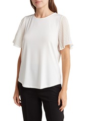 Adrianna Papell Pleated Clip Dot Sleeve Top in Ivory at Nordstrom Rack