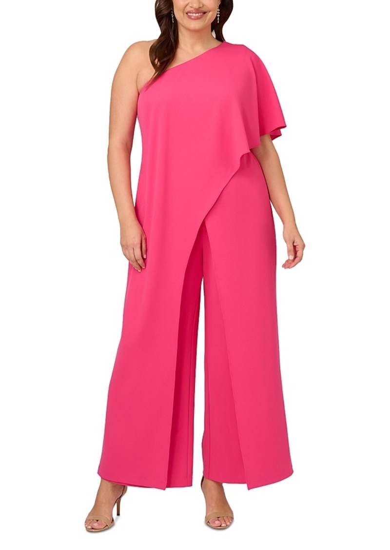 Adrianna Papell Plus One Shoulder Overlay Jumpsuit