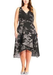 Adrianna Papell Plus Size Floral-Print High-Low Dress