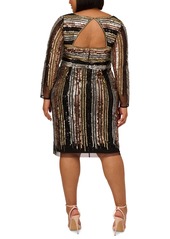 Adrianna Papell Plus Size Sequined Cutout-Back Dress - Black Multi
