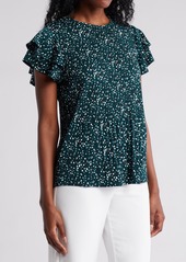 Adrianna Papell Printed Flutter Sleeve Top in Black Painted Dots at Nordstrom Rack