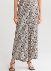 Adrianna Papell Printed Wide Leg Pants in Black/Pebble Linear Leaf at Nordstrom Rack