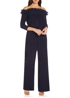Adrianna Papell Ruffle Off the Shoulder Blouson Bodice Jumpsuit