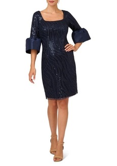 Adrianna Papell Sequin Lace & Taffeta Bell Cuff Cocktail Dress