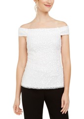 Adrianna Papell Sequined Off-The-Shoulder Top