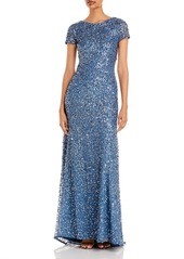 Adrianna Papell Sequined Cap Sleeve Gown